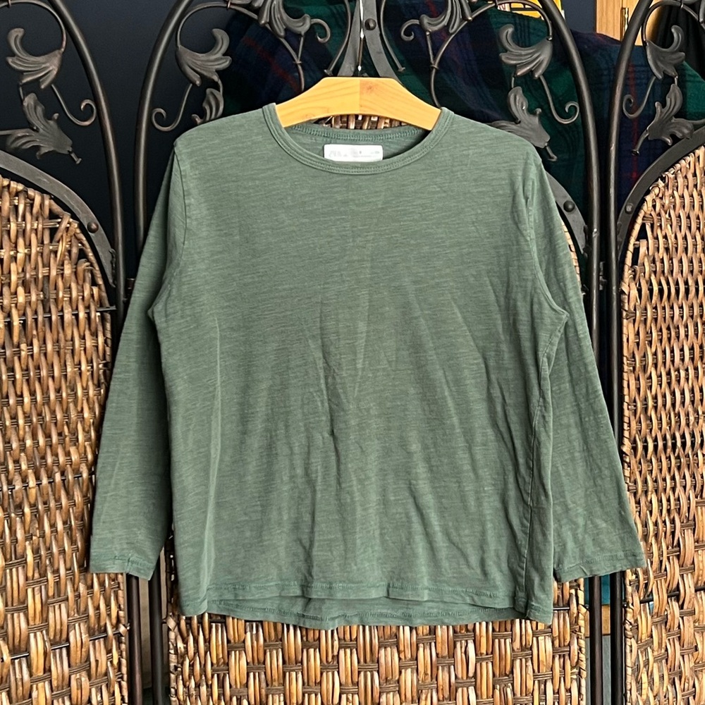 Zara Cotton Green Boys’ Shirt Long Sleeve Size 9